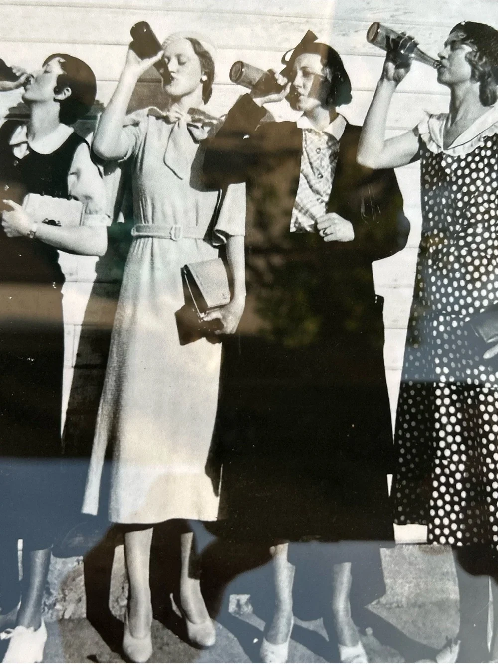 Framed Vintage Photo Print of Four Women Drinking Flapper Girls Letting loose